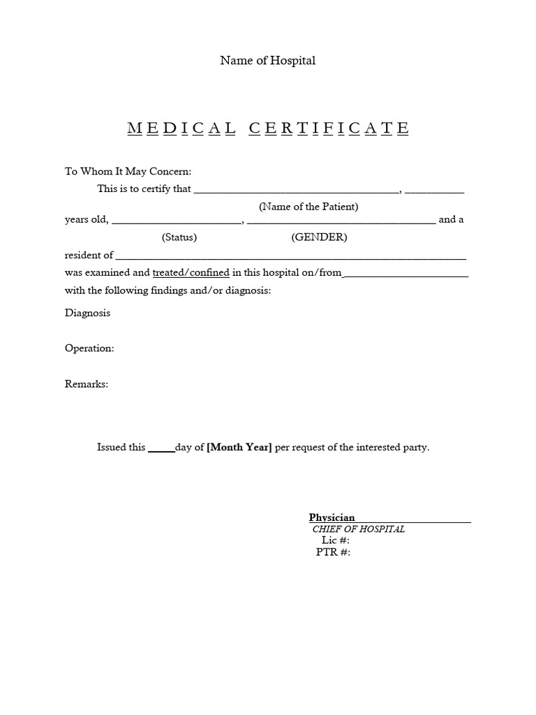 Medical Certificate Sample | PDF