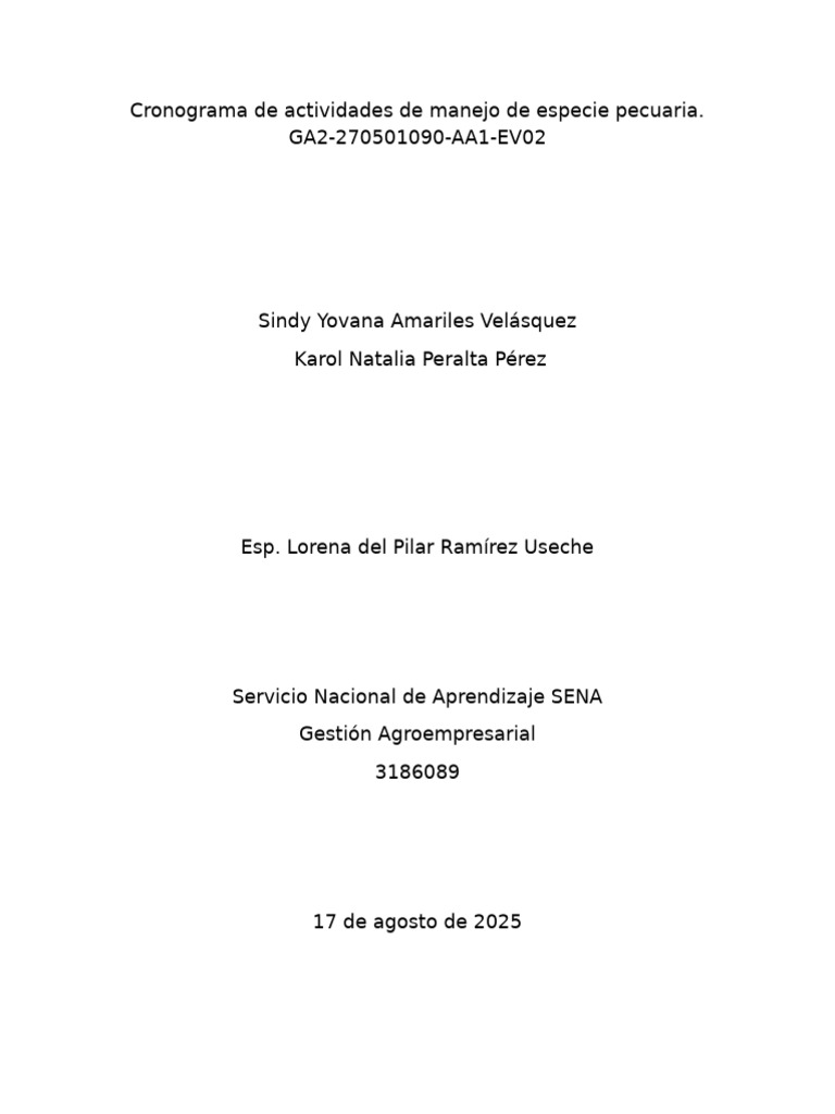 Cronograma de Manejo en Producción Porcina | PDF | Cerdo | Amamantamiento