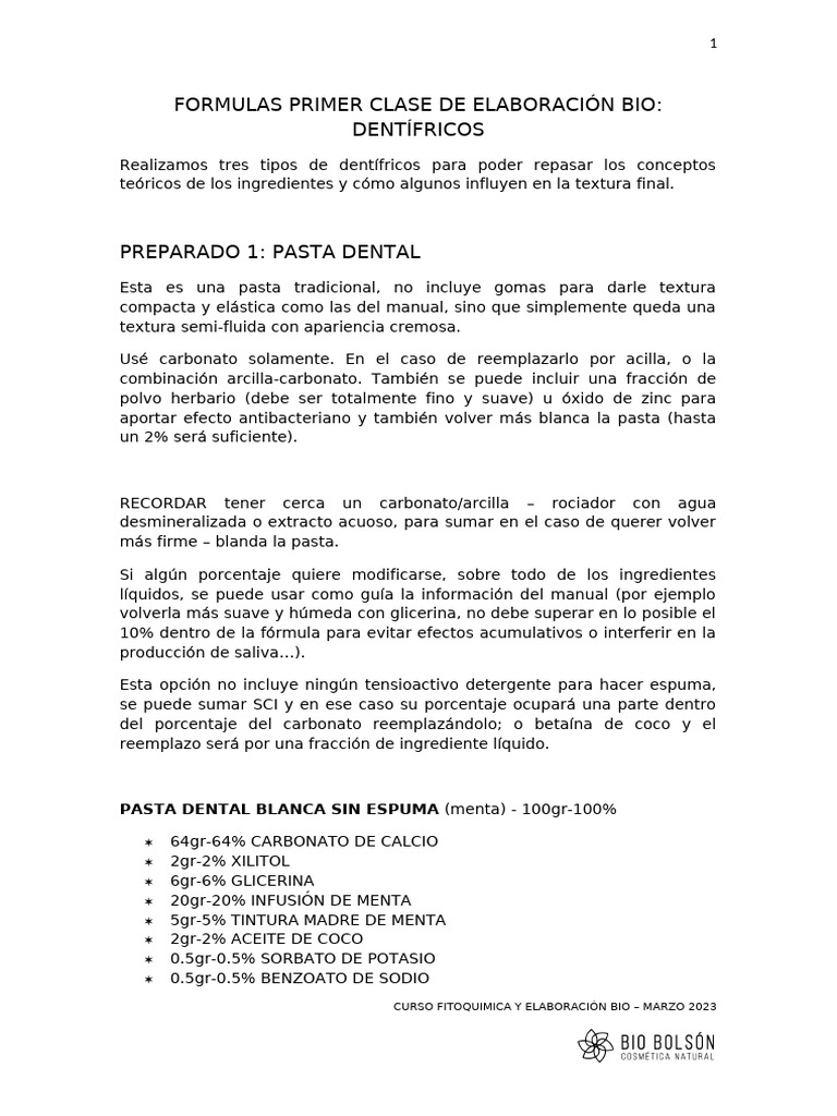 Formulas Primer Clase Bio Marzo23 | PDF | Materiales | Sustancias químicas