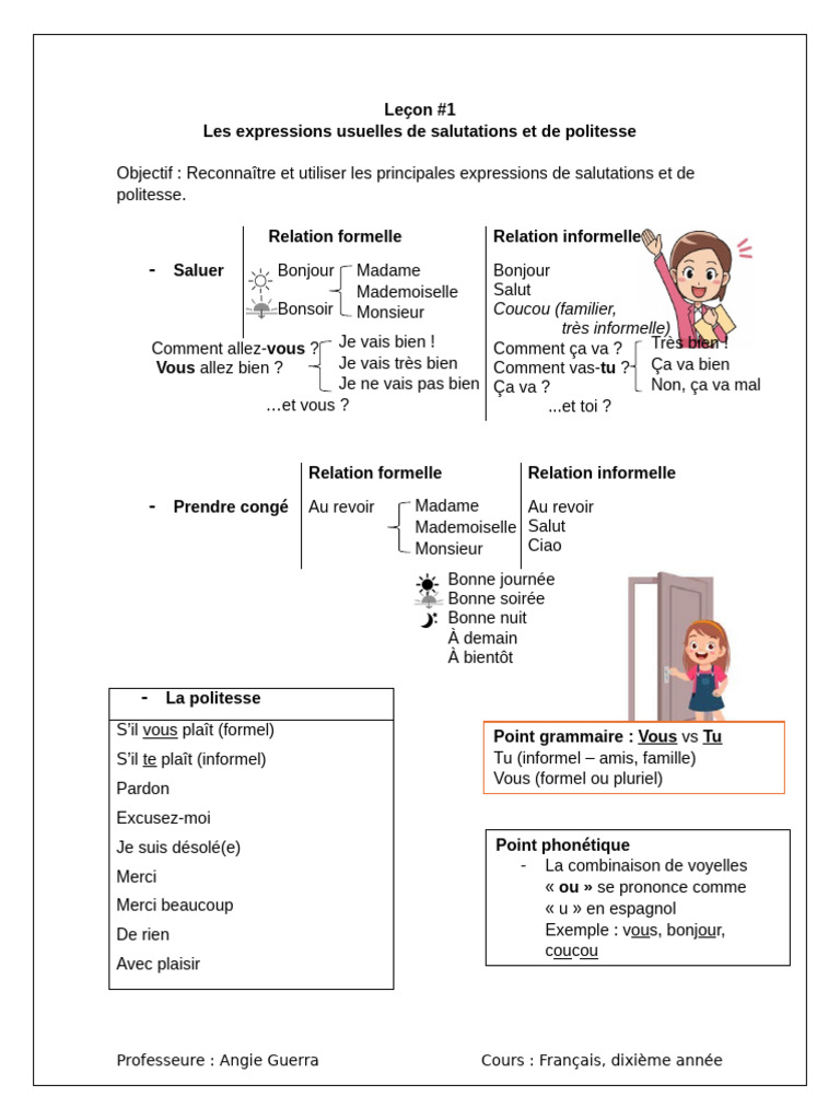 Salutations et politesse en français | PDF