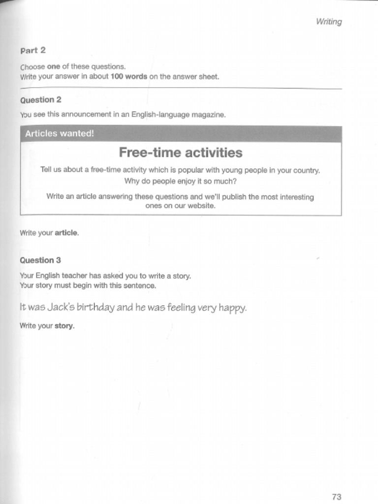 Writing Part 2 | PDF