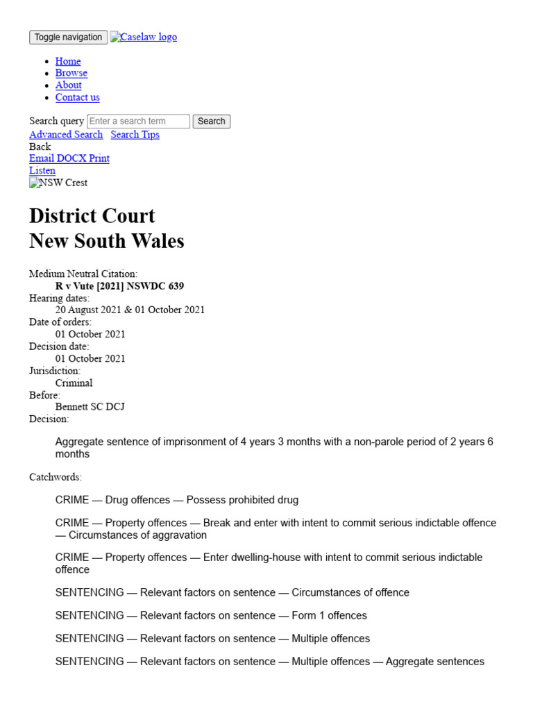 District Court New South Wales: Search Query Back NSW Crest | PDF ...