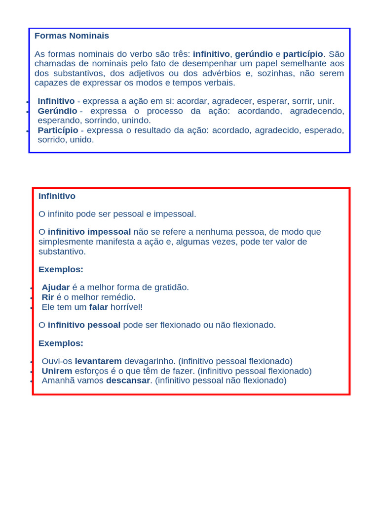 Formas Nominais do Verbo: Guia Completo | PDF | Morfologia linguística ...