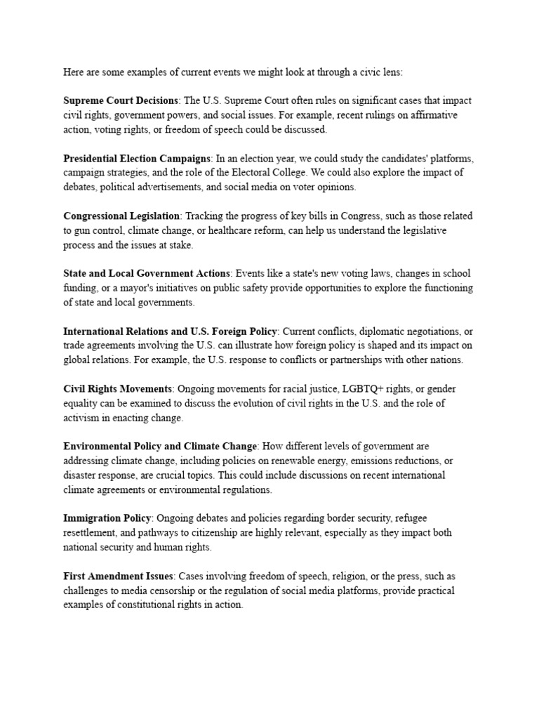 Current Civic Events Overview | PDF