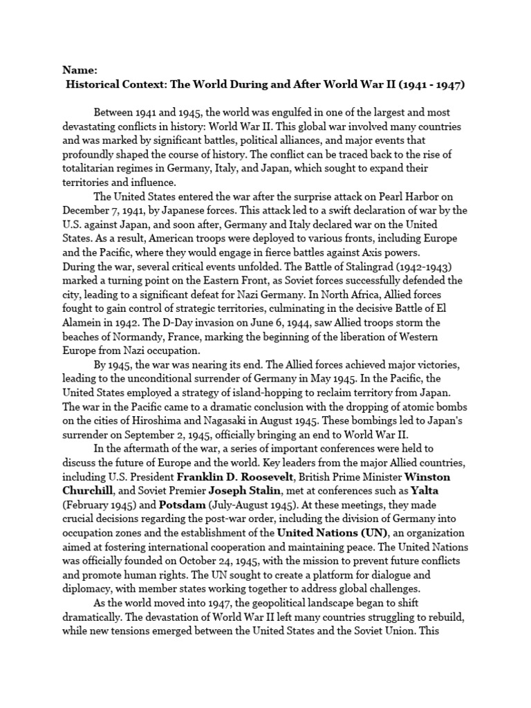 WWII Aftermath and Early Cold War Analysis | PDF | World War II ...