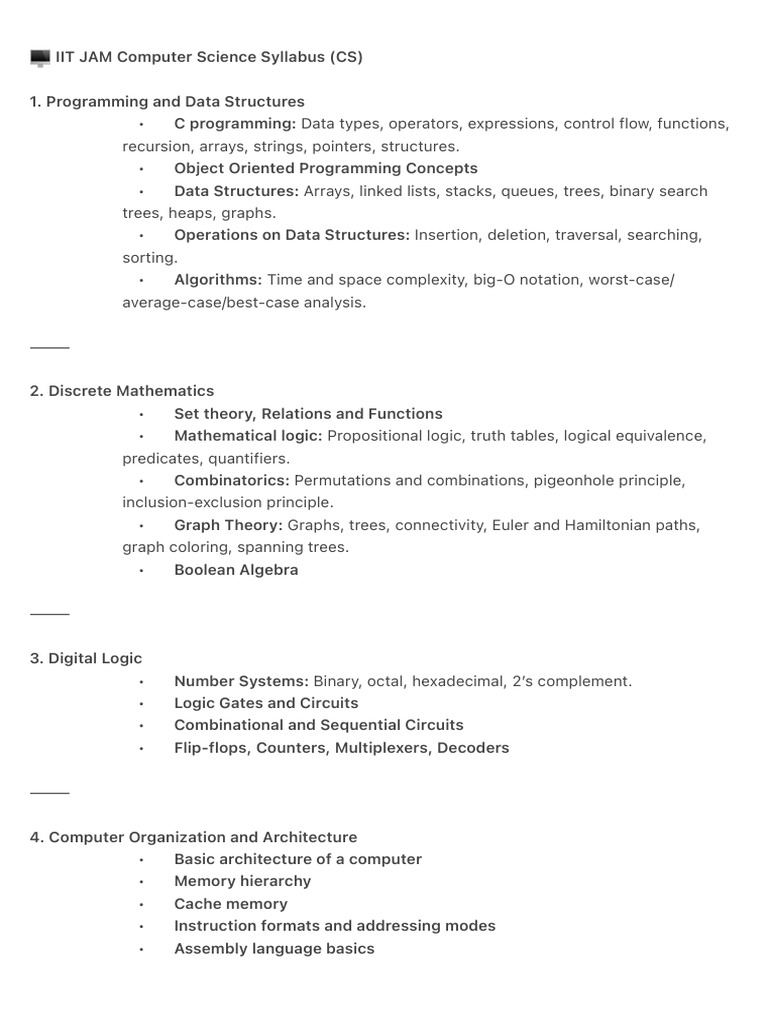 ? IIT JAM Computer Science Syllabus (CS) | PDF | Mathematical Logic ...