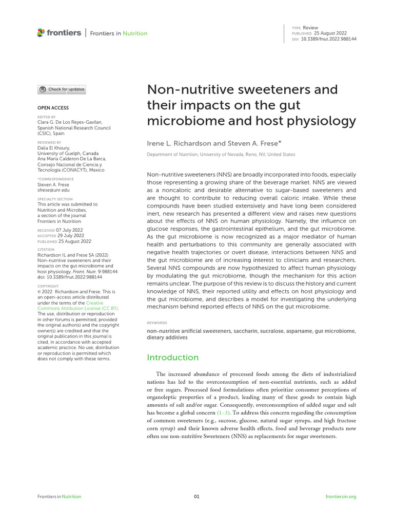 Non-Nutritive Sweeteners and Their Impacts On The Gut Microbiome and ...