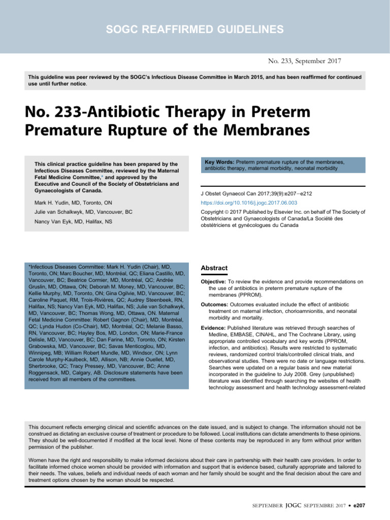Antibiotic Use in PPROM Guidelines | PDF | Preterm Birth | Childbirth