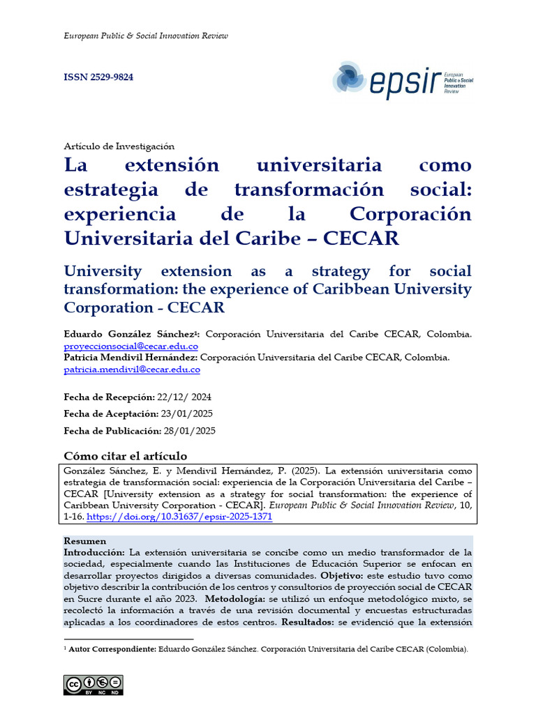 Extensión Universitaria y Transformación Social | PDF | Enseñando ...