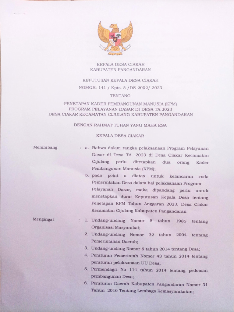 KPM Desa Ciakar | PDF