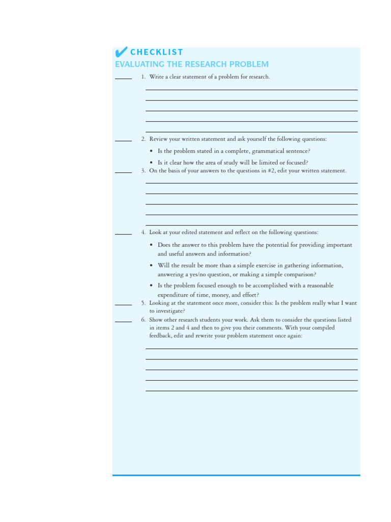 Research Problem Checklist | PDF