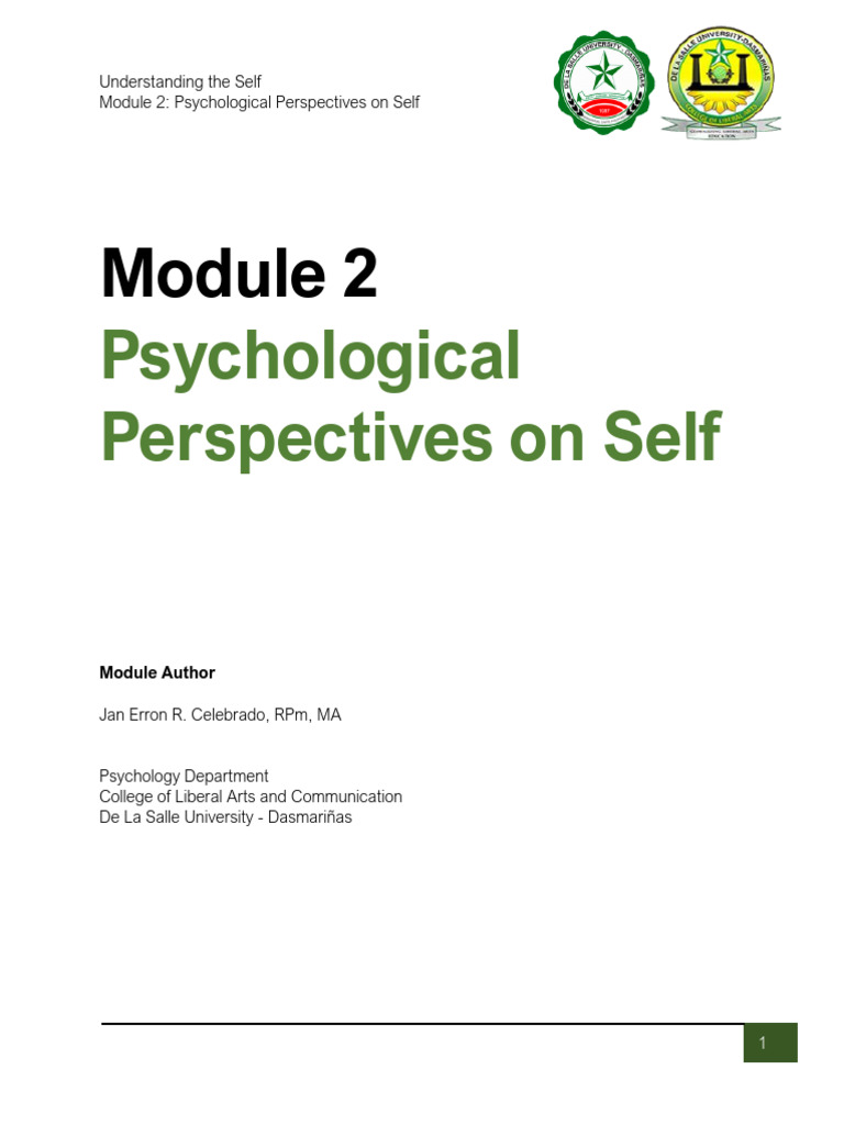 02 Module Psychological Perspectives On The Self | PDF | Behavioural ...