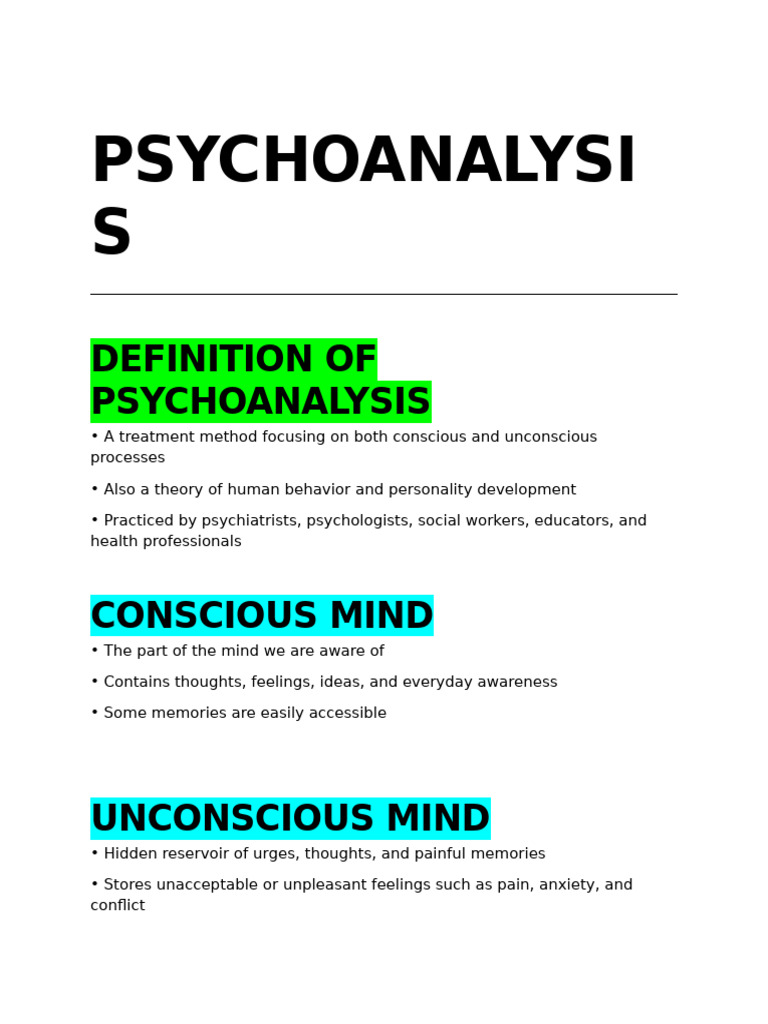 Understanding Psychoanalysis Basics | PDF