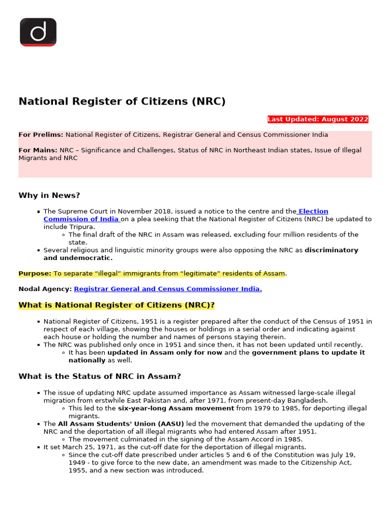 NRC Dristi | PDF | Government | Immigration