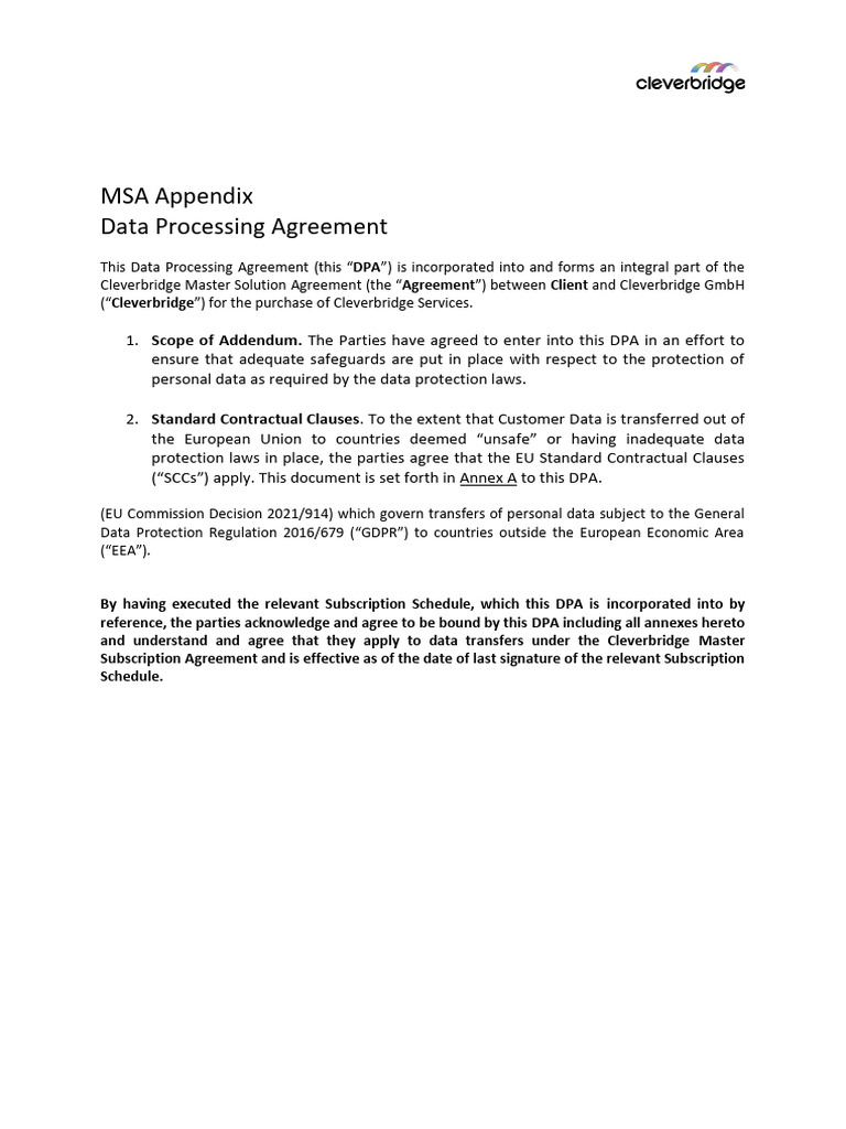Data Processing Agreement Overview | PDF | European Economic Area | Justice