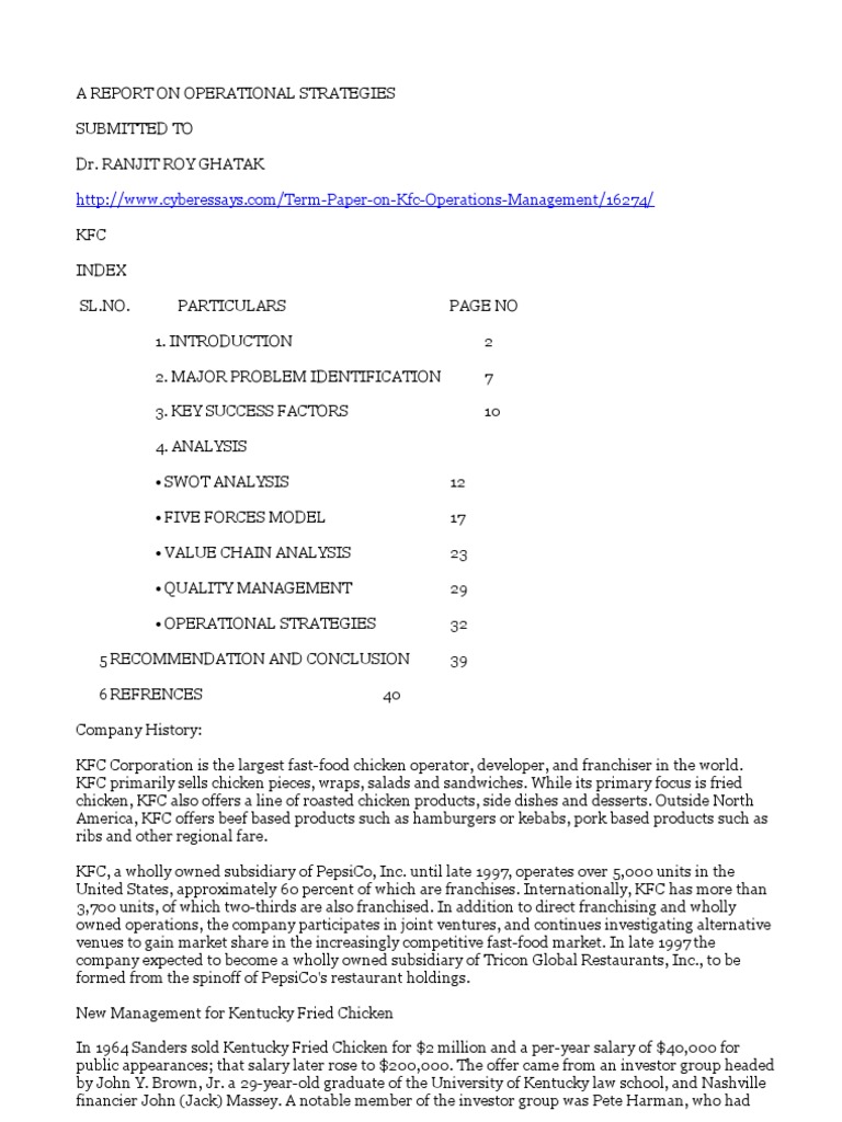Swot analysis of kfc 2020 picture