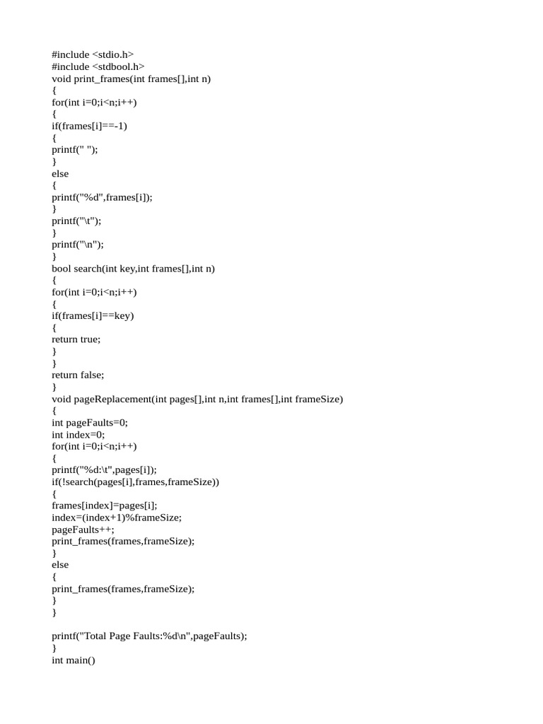 Page Replacement Algorithms in C | PDF