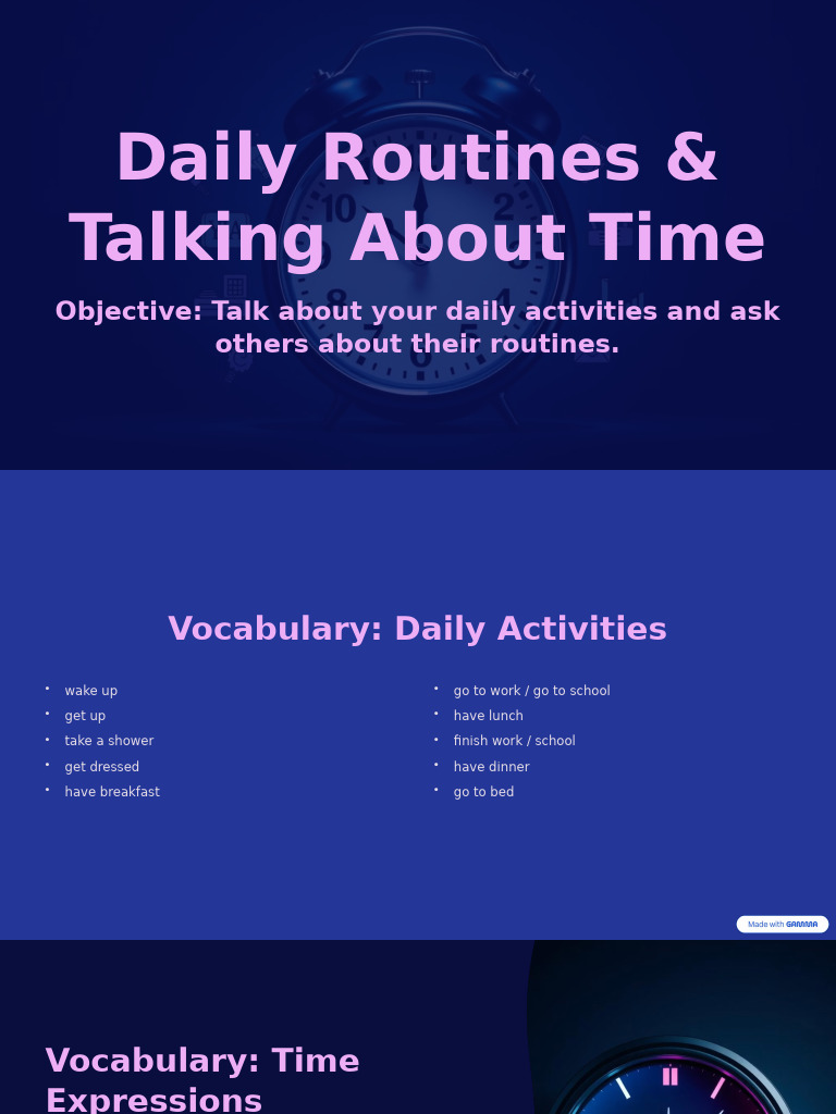 Daily Routines and Talking About Time | PDF