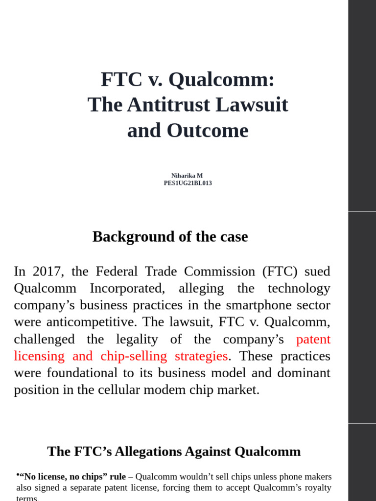 FTC v. Qualcomm Antitrust Case Summary | PDF