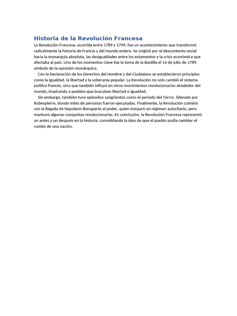 Historia de La Revolución Francesa | PDF