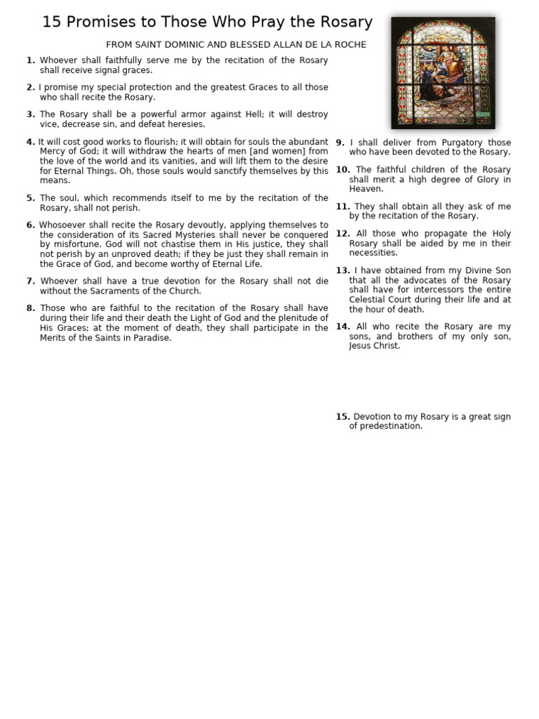 15 Promises of the Rosary Explained | PDF | Rosary | Grace In Christianity