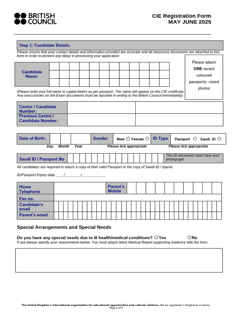 CIE Registration Form for May-June 2025 | PDF | Passport