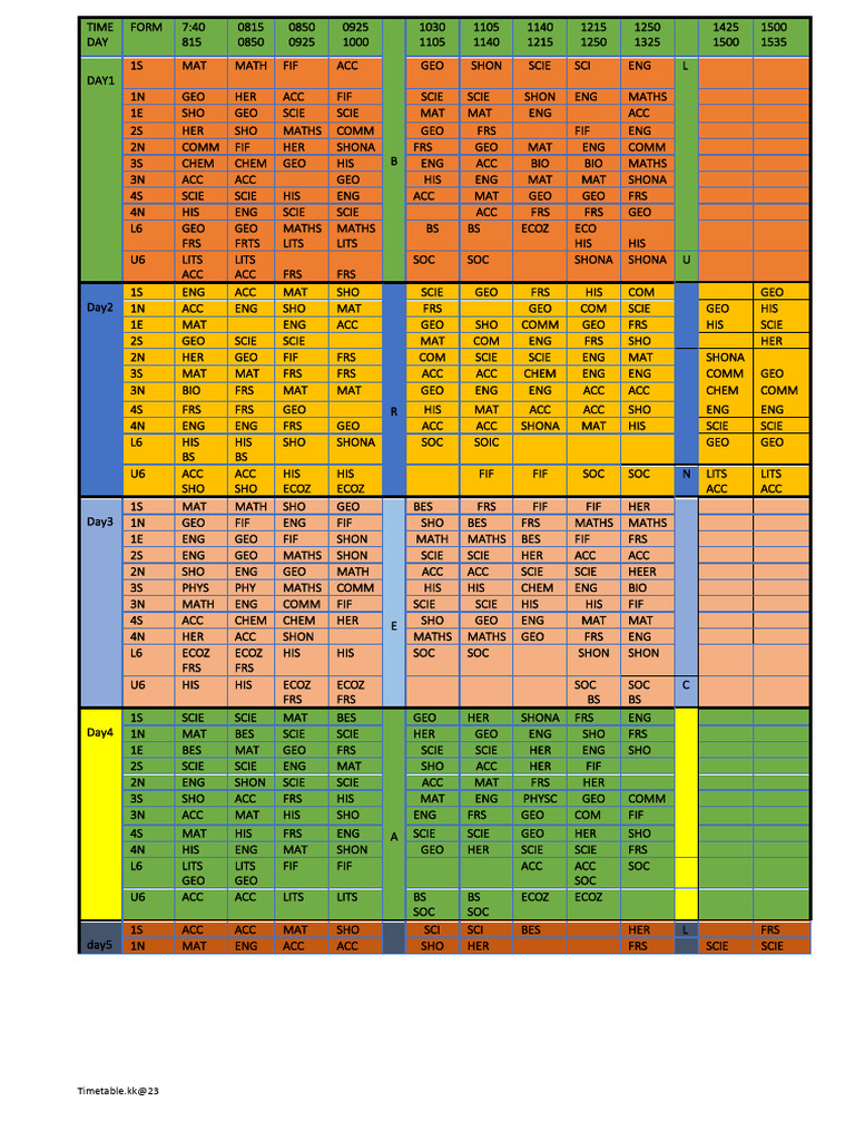 2024 Master Timtable Updated | PDF