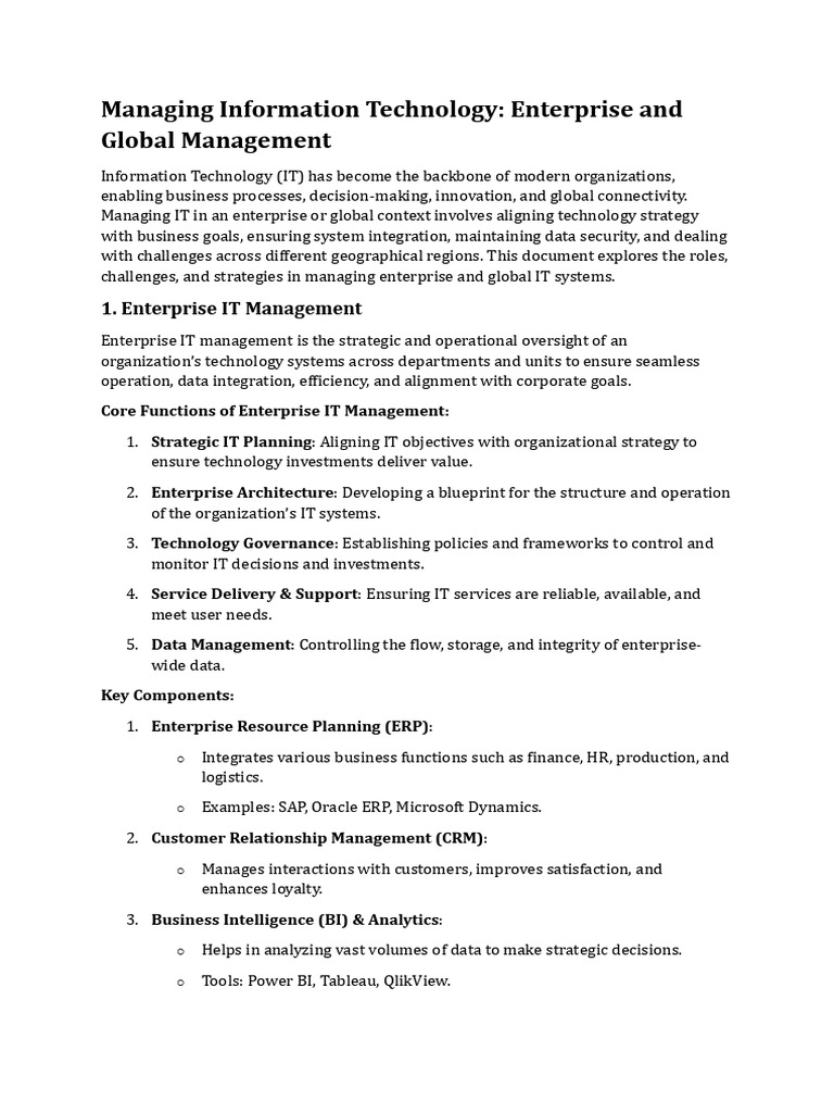 Strategies for Global IT Management | PDF | Cloud Computing ...