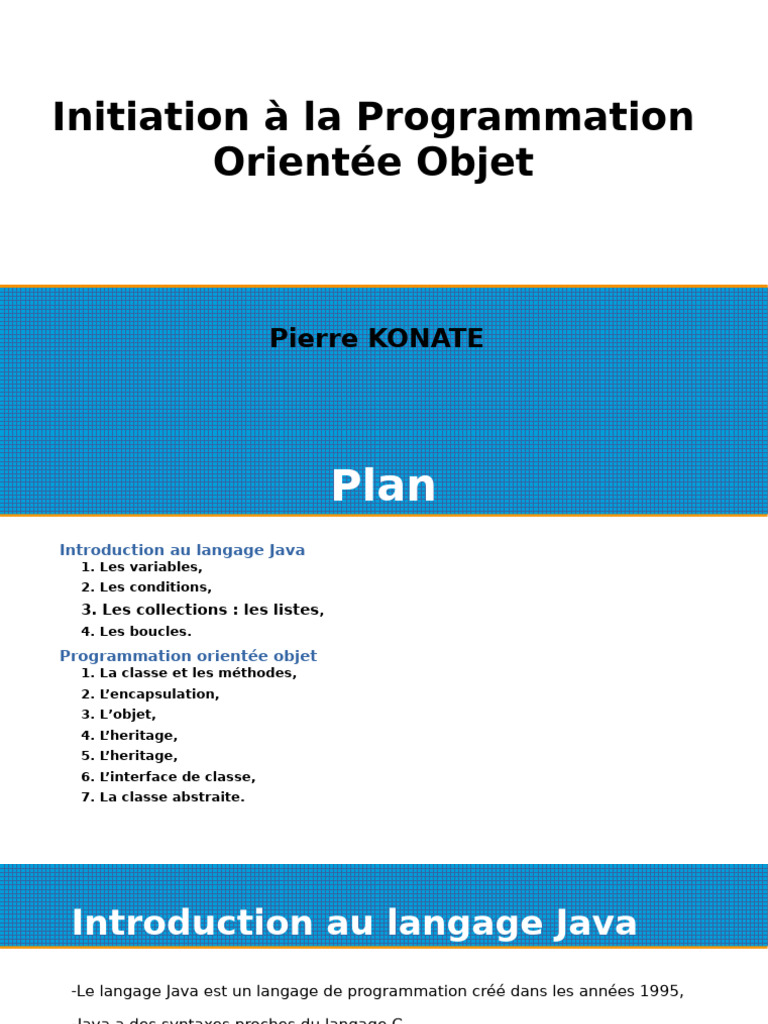 Introduction à la POO en Java | PDF | Structure de contrôle | Java ...
