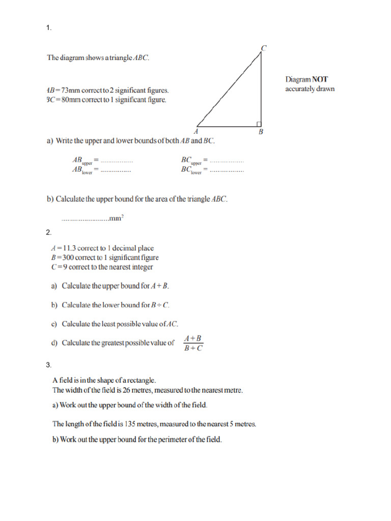 Calculations With Lower Bound and Upper Bound - HW | PDF