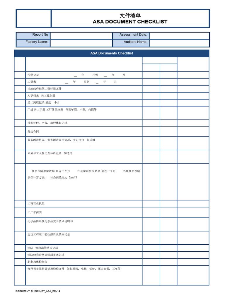 ASA Document Checklist for Audits | PDF | Labor Relations | Working ...