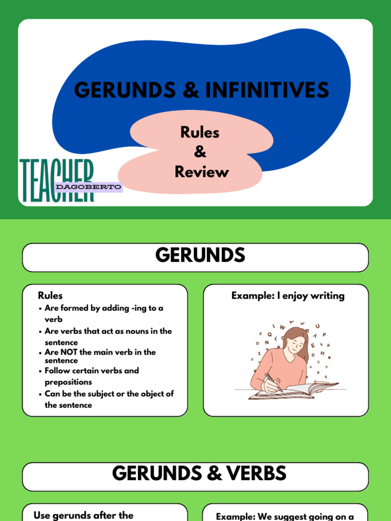 Gerunds & Infinitives Grammar Presentation in Colorful Bold Style | PDF ...