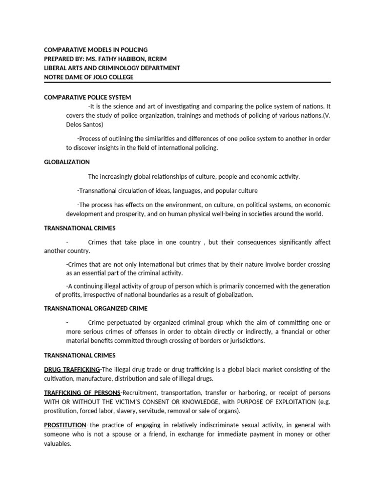 Comparative Models in Global Policing | PDF | Inspector | Non ...