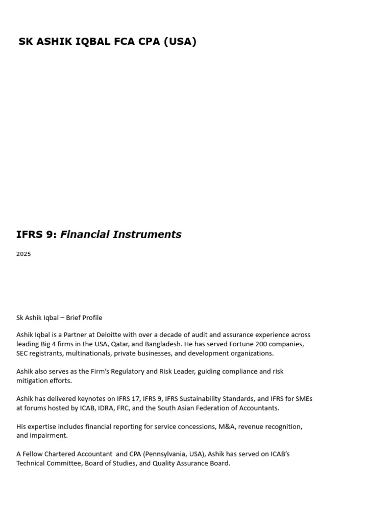 IFRS 9 Financial Instruments Overview | PDF | Fair Value | Historical Cost