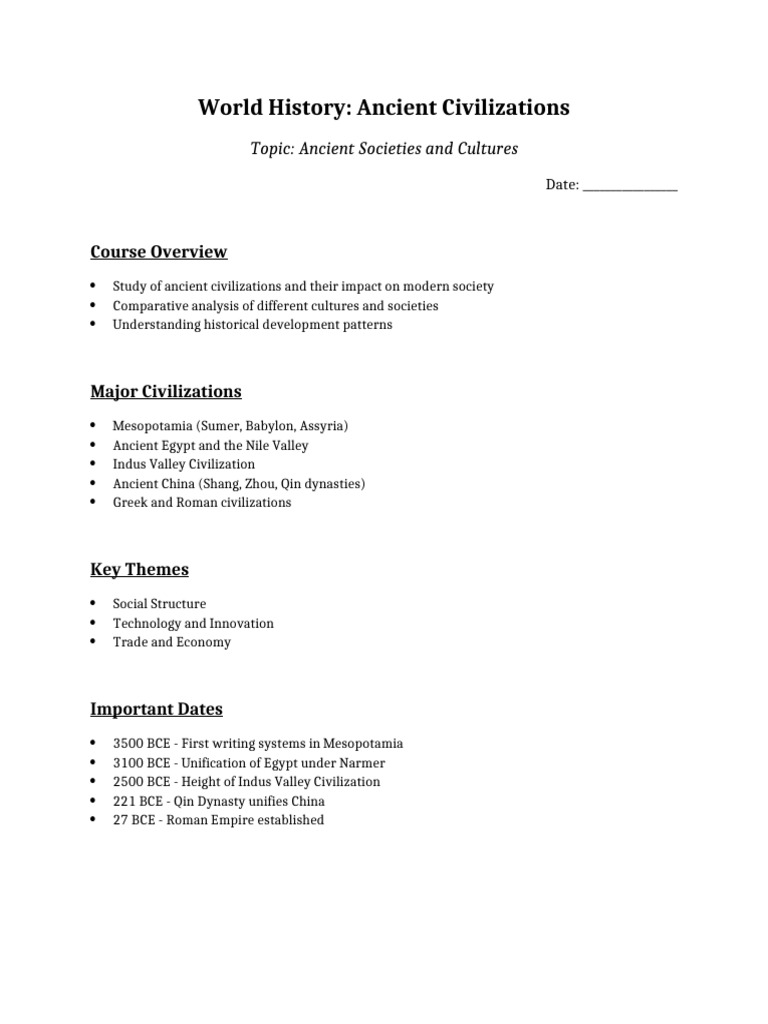Ancient Civilizations Overview | PDF