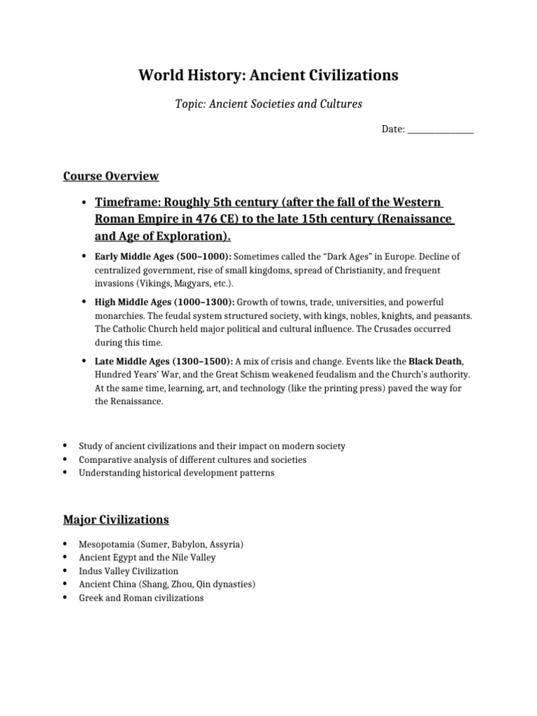 World History Notes 7 20 2025 | PDF