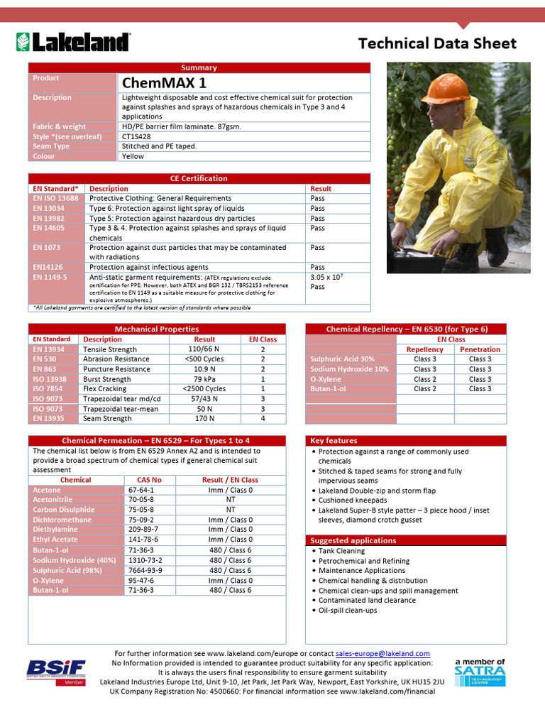 Data Sheet ChemMAX 1 TDS | PDF | Personal Protective Equipment ...