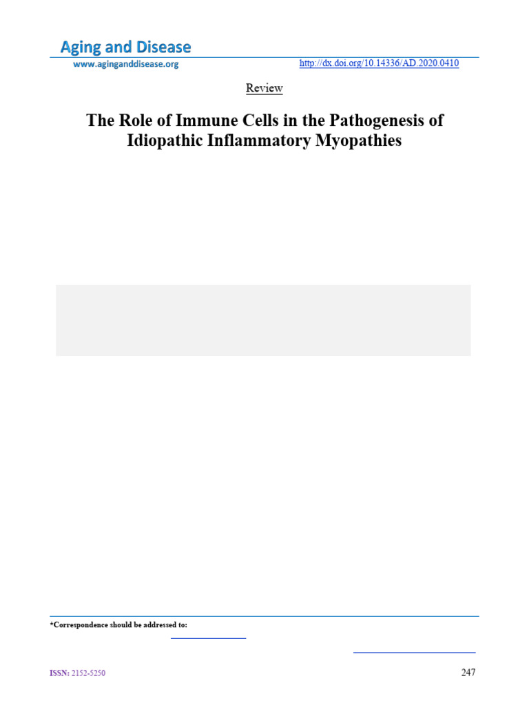 The Role of Immune Cells in The Pathogenesis of Idiopathic Inflammatory ...