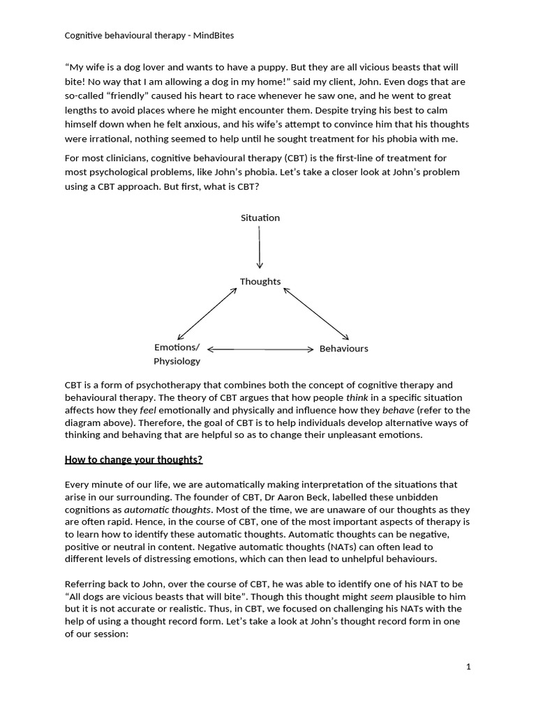 CBT for Overcoming Dog Phobia | PDF | Cognitive Behavioral Therapy ...