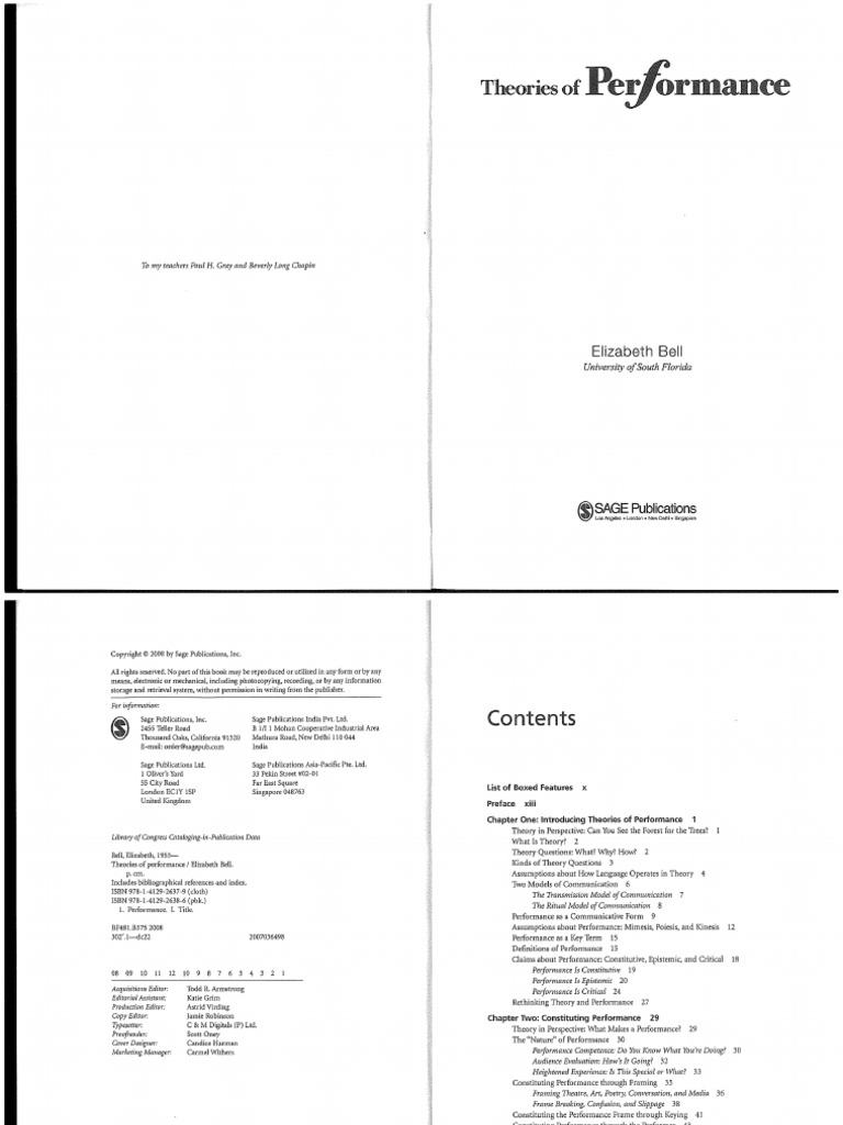 Performance Studies - Elizabeth Bell Theories of Performance | PDF
