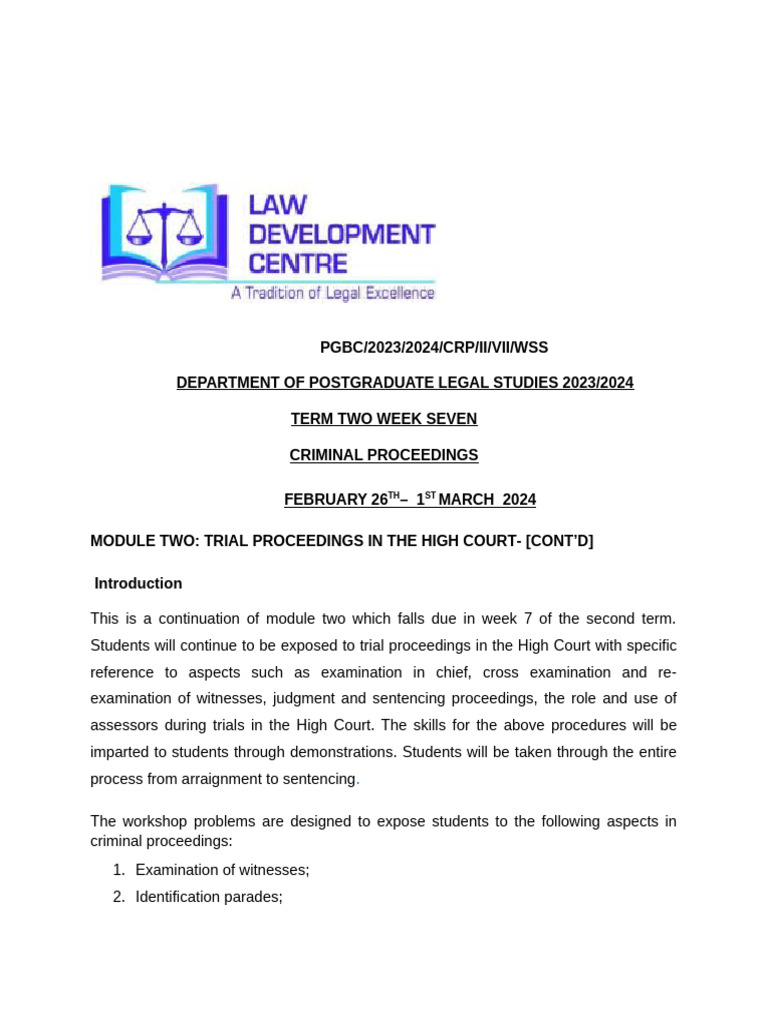 High Court Criminal Trial Proceedings Guide | PDF | Prosecutor | Public Law