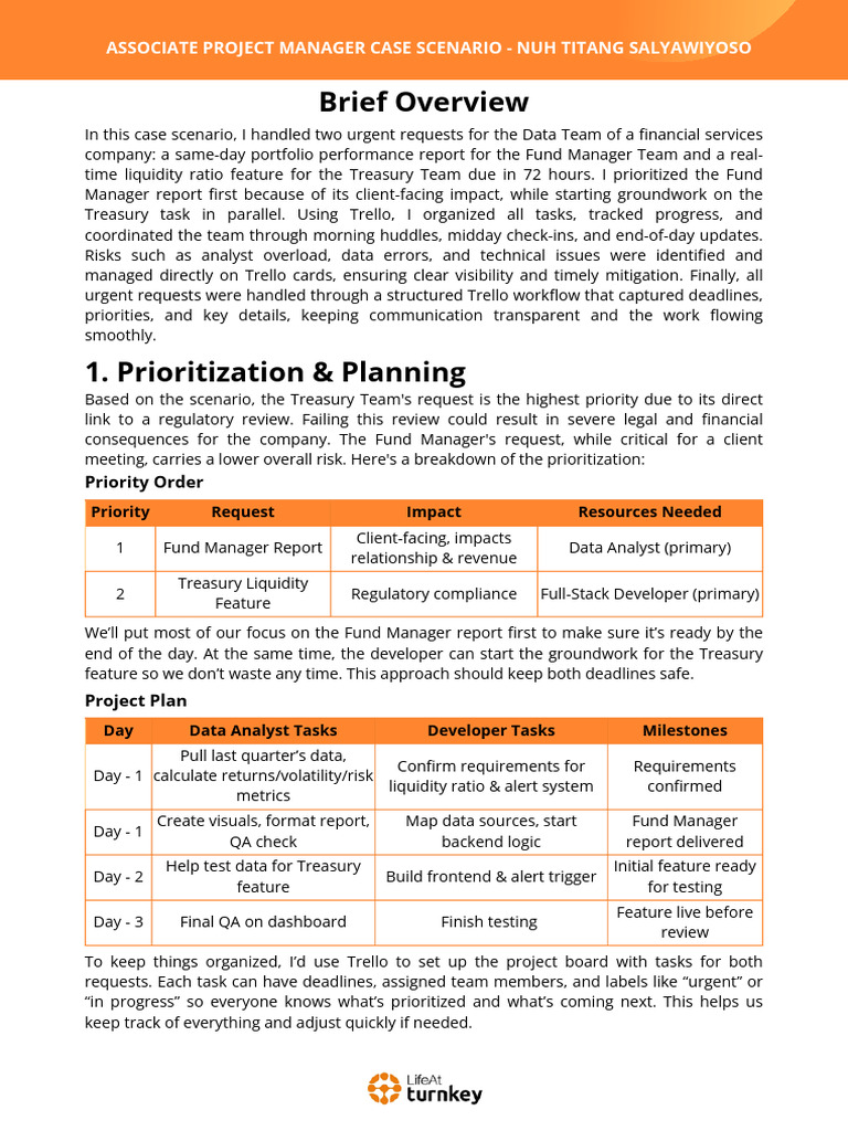 Case Scenario Assessment - Associate Project Manager - Nuh Titang ...