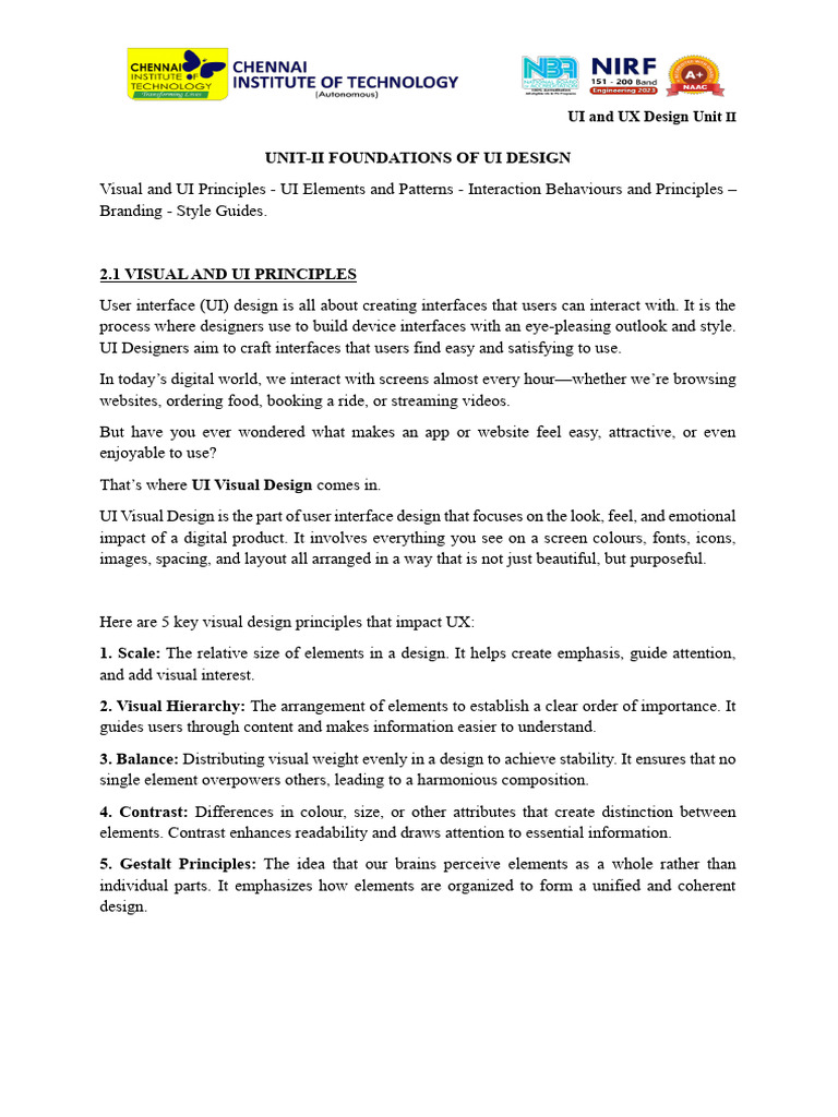 Foundations of UI Design Principles | PDF | User Interface | User ...