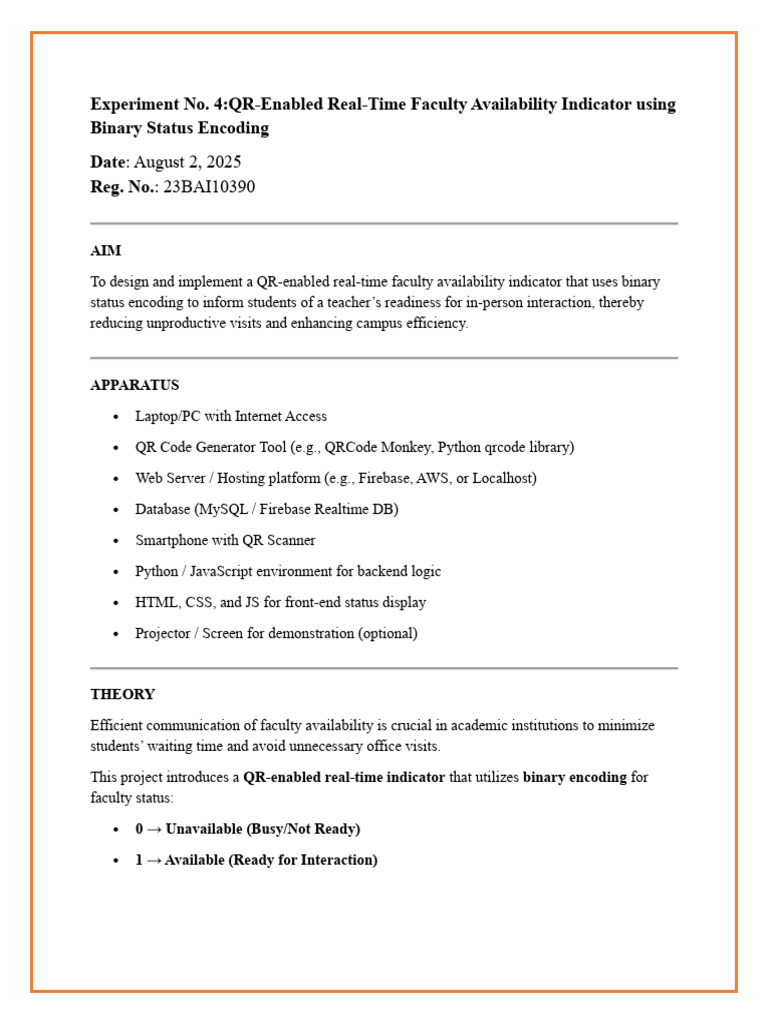 QR Code Faculty Availability System | PDF | Qr Code | Databases