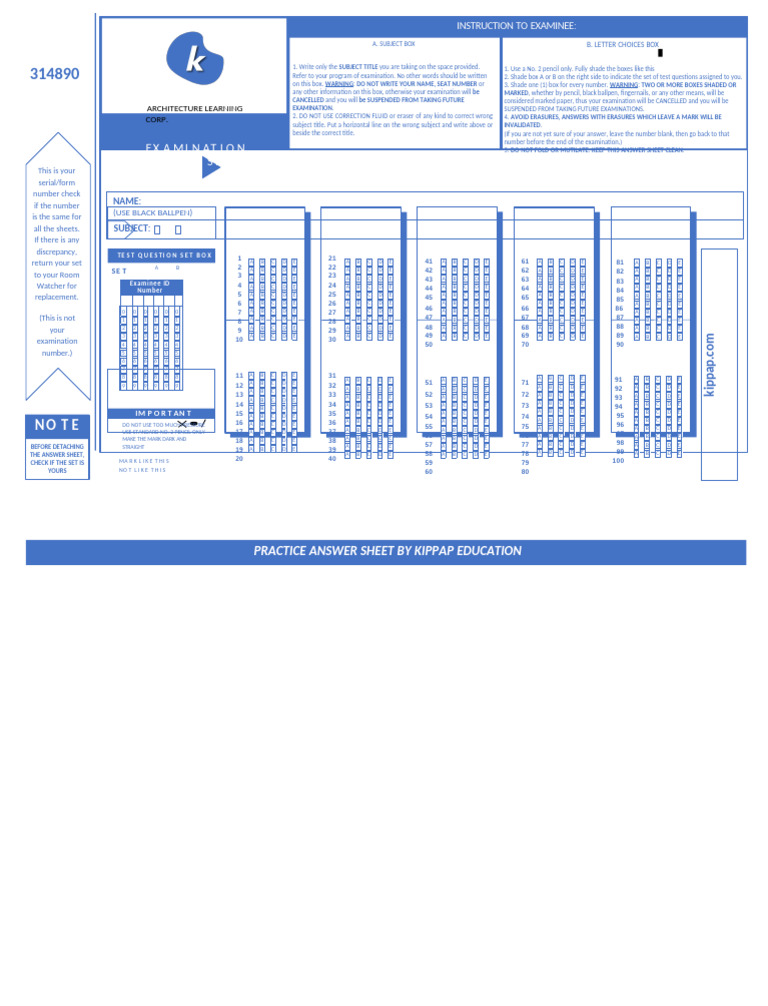 Practice Answer Sheet Instructions | PDF