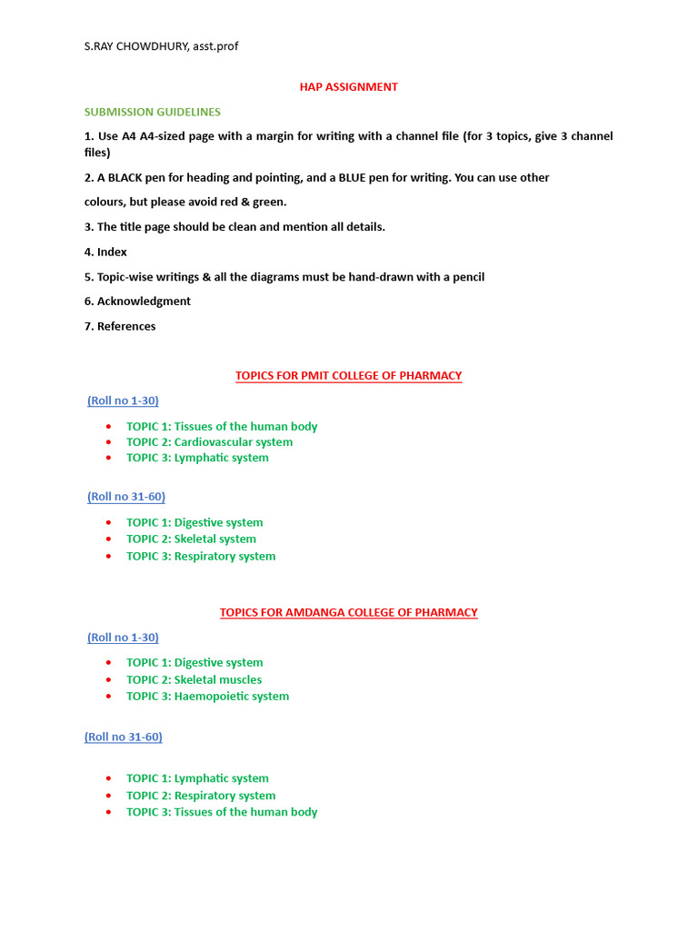 Anatomy and Physiology Assignment Guide | PDF | Biology | Anatomy