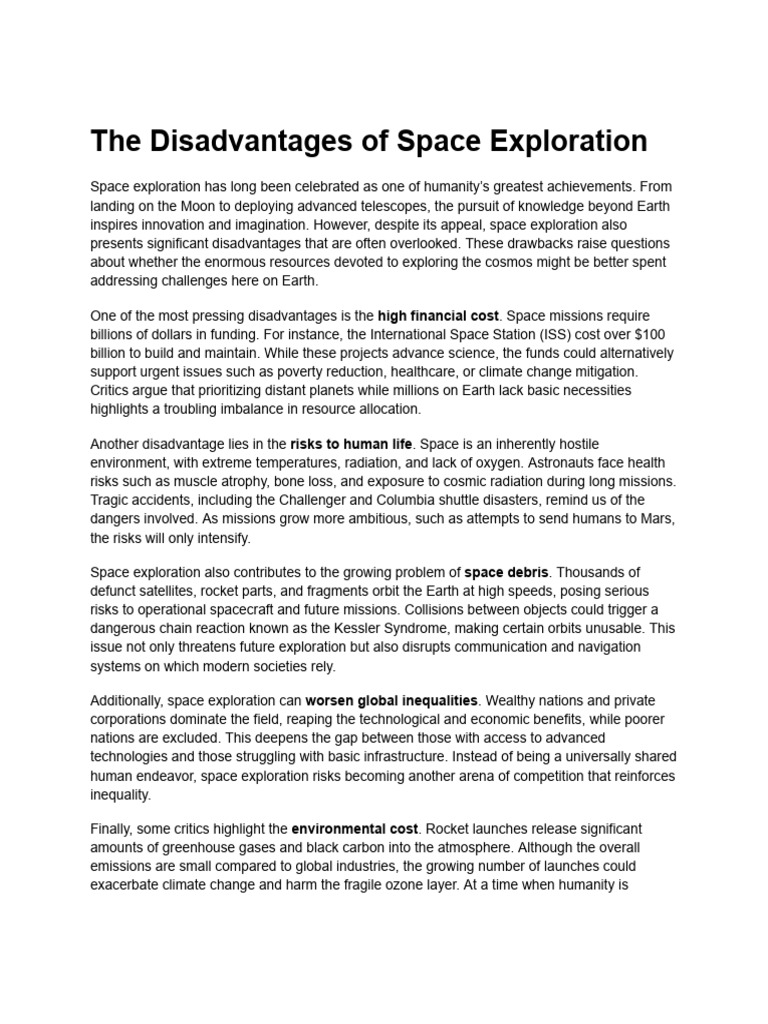 Disadvantages of Space Exploration | PDF | Outer Space | Space Exploration