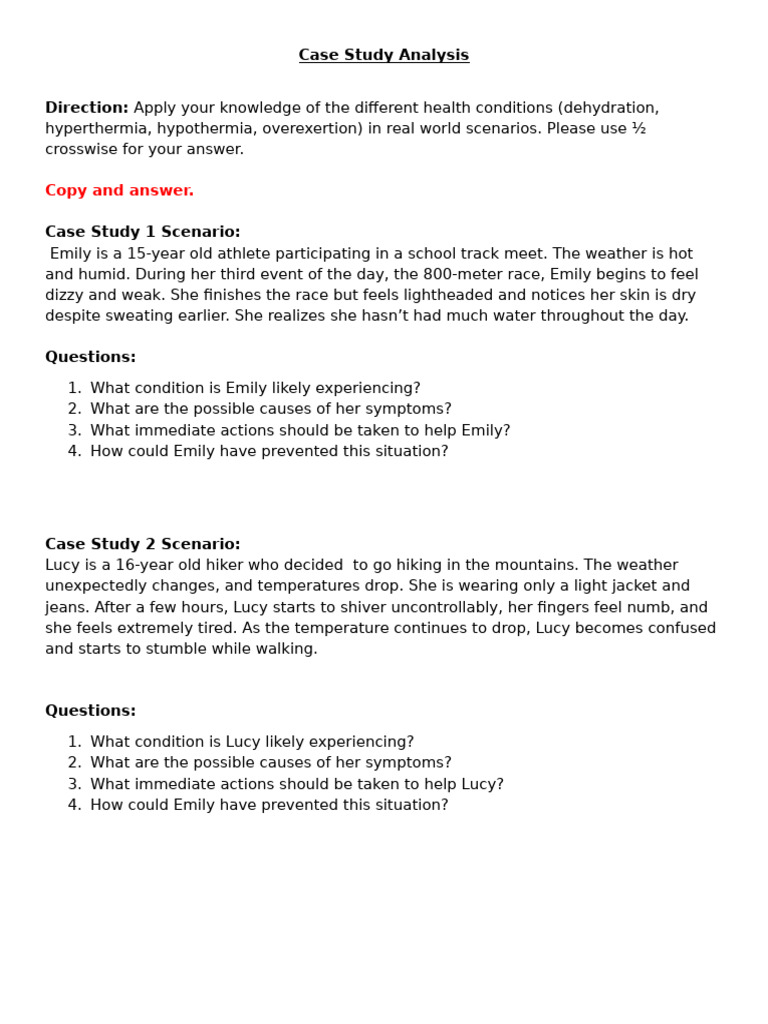 Health Condition Case Study Analysis | PDF