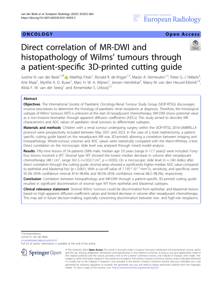 Direct Correlation MR DWI of HistoPA and Wilms Tumor | PDF | Neoplasms ...