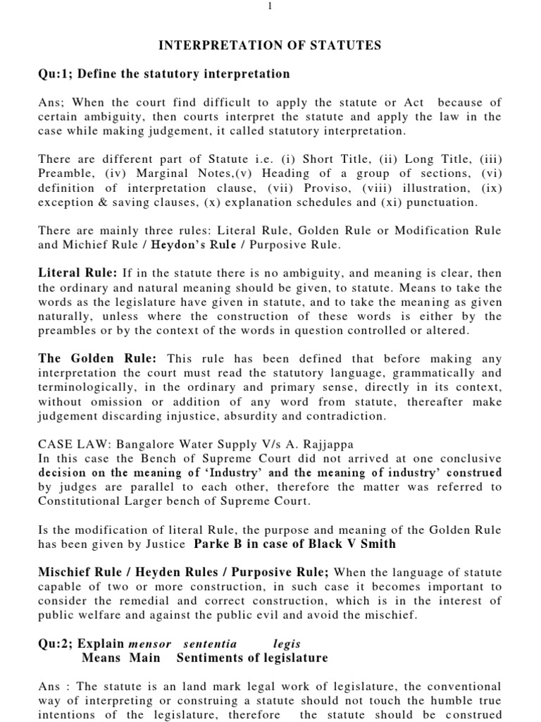 Statutory Interpretation Principles | PDF | Plain Meaning Rule ...